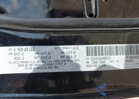 2017 Dodge Charger Sxt Awd из США, поврежденный, VIN 2C3CDXJG3HH505791